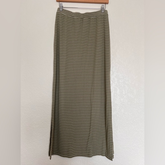 Hem & Thread Dresses & Skirts - Hem & Thread Olive Striped Maxi Skirt